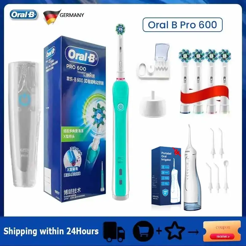 Oral B Elektrische Schallzahnbürsten, 3D-Rotation, tägliche Zahnaufhellung, Zahnfleischpflege, intelligenter Drucksensor, wiederaufladbar, wasserdicht Image