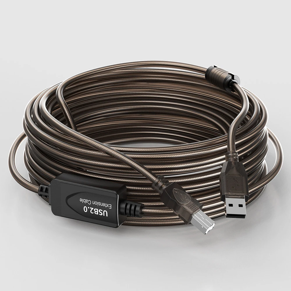 USB 2.0-Kabel 10 m mit Booster, aktives USB 2.0-Druckerkabel, USB 2.0 A-Stecker auf B-Stecker, Kabel 10 m für Drucker, Scanner HP, Epson, Dell Image