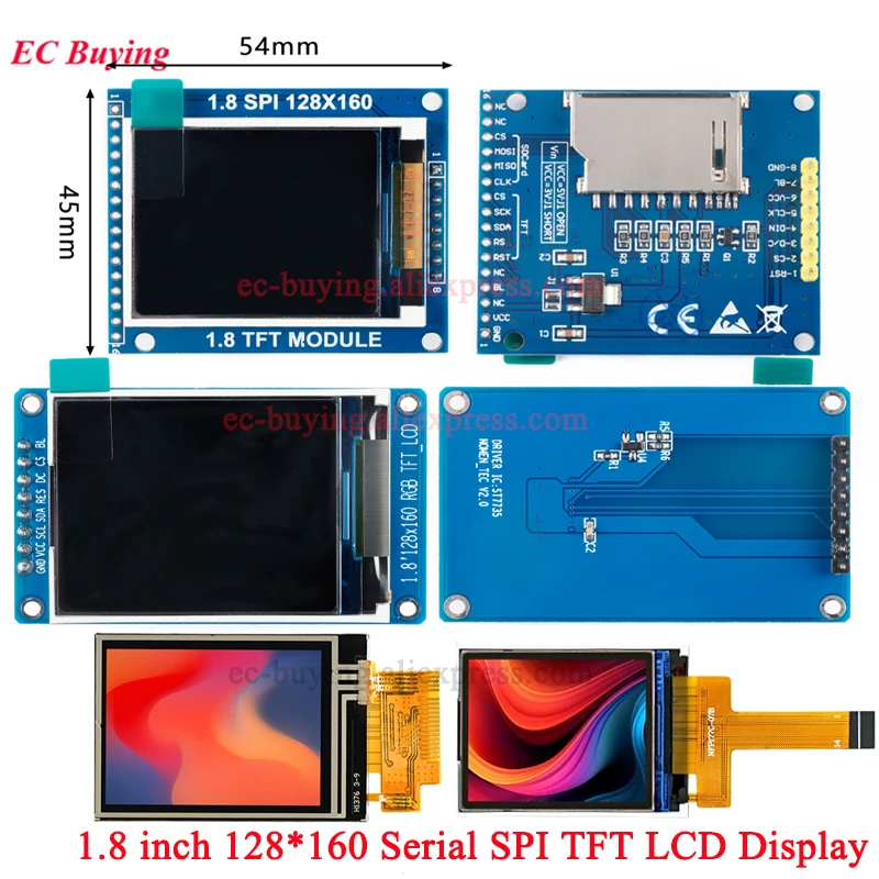1,8 Zoll 128x160 SPI Vollfarbiges TFT LCD LED Display 128*160 Modul ST7735S 3,3V Ersatz für OLED Stromanschluss für Arduino 51 Image