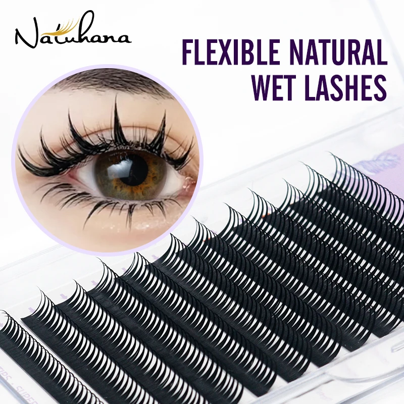 NATUHANA Neue 0,07 mm nasse Wimpernverlängerung Manga Wispy Cosplay Typ Spikes Wimpernverlängerungen Volumen vorgefertigte Fächer Wimpernzubehör Image