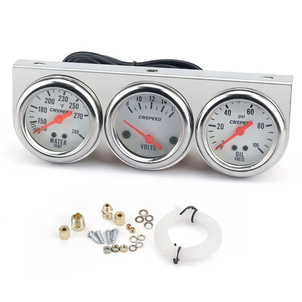 3-in-1 automatisch modifizierte mechanische Schale Wasser temperatur Öldruck Spannung Dreifach messer für Autos 2 ''52mm Manometer Kit Image