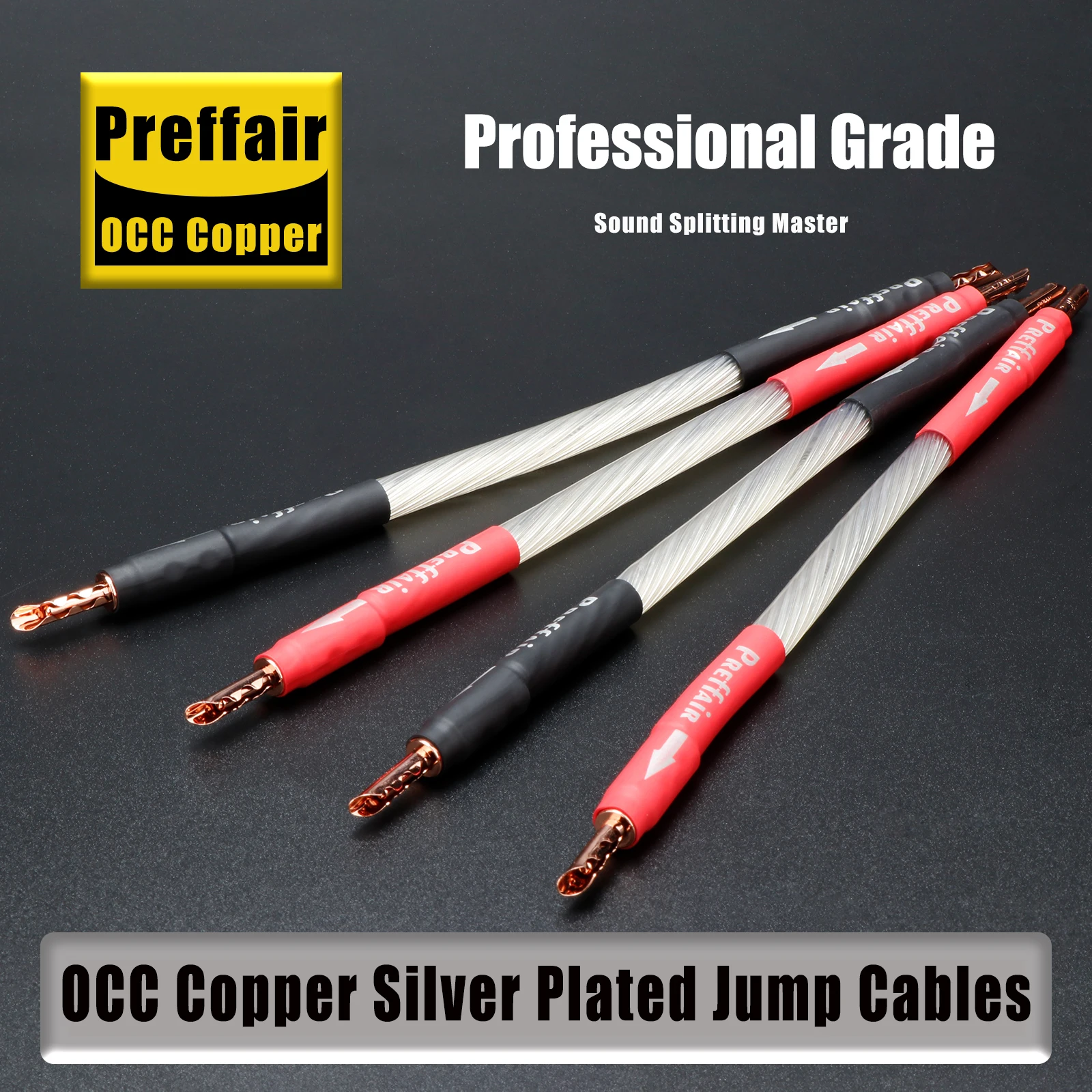 4 Stück Lautsprecherbrücke/Jumper Audiokabel Sterling Silber Jumper Bridge Kabel Kupfer Y Spaten zu Y Spaten Stecker Lautsprecher Überbrückungsdraht Image