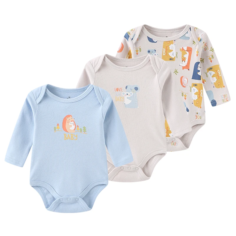 Kiddiezoom Frühling Herbst Cartoon Langarm Neugeborenen Baby Body suits 100% Baumwolle weiche Baby kleidung Image