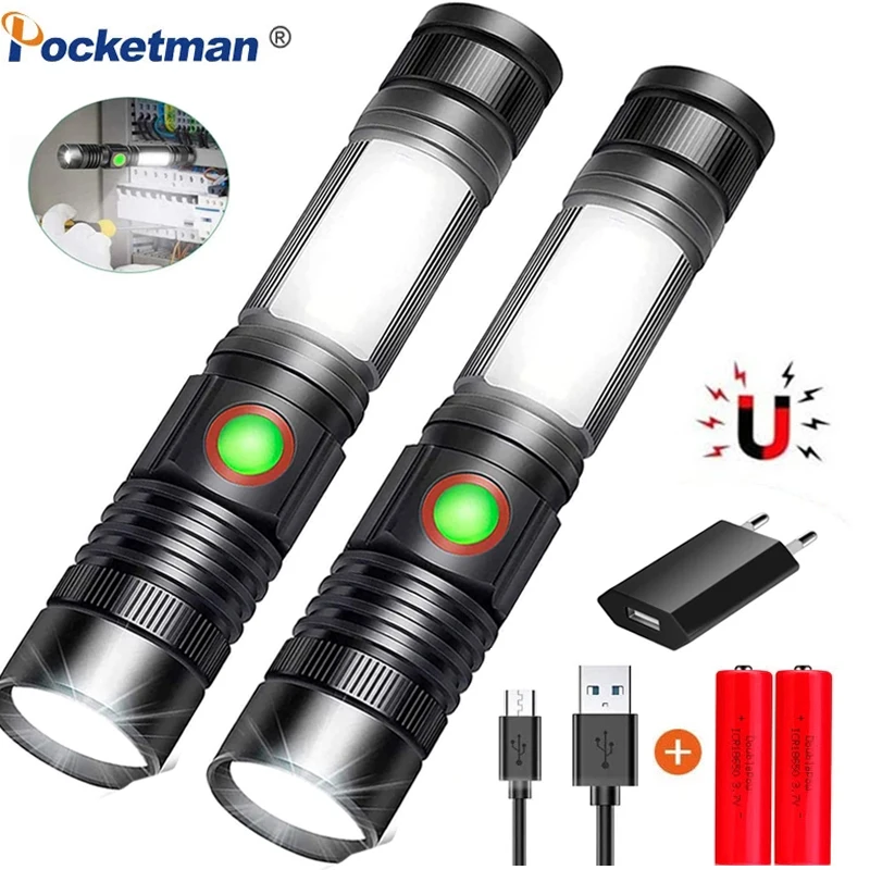 Pocketman LED Taschenlampen 18650 Aufladbare Taschenlampe Zoombare Taschenlampe Taktische Taschenlampe Wasserdichte Taschenlampe Camping Taschenlampe Image