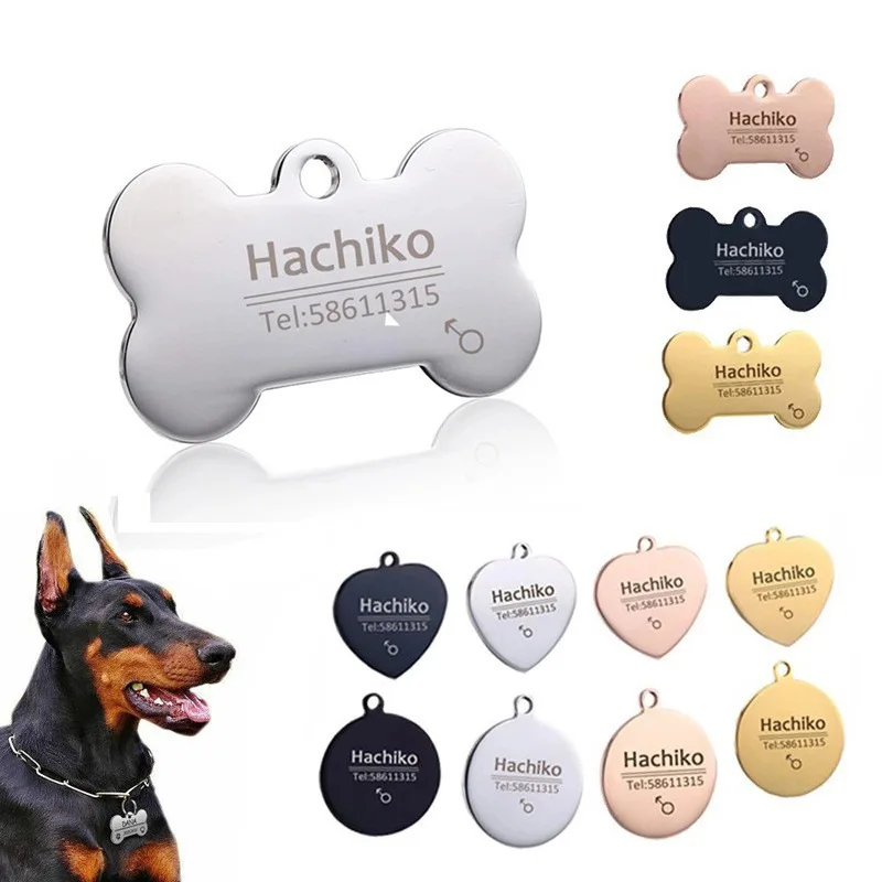 Personalisierte gravierte Katze Hund Haustier ID Tag Hunde Anti-verlorene Halsband Charme Gravur Haustier Namenshalsband für Welpen Katzen Halsband Zubehör Image
