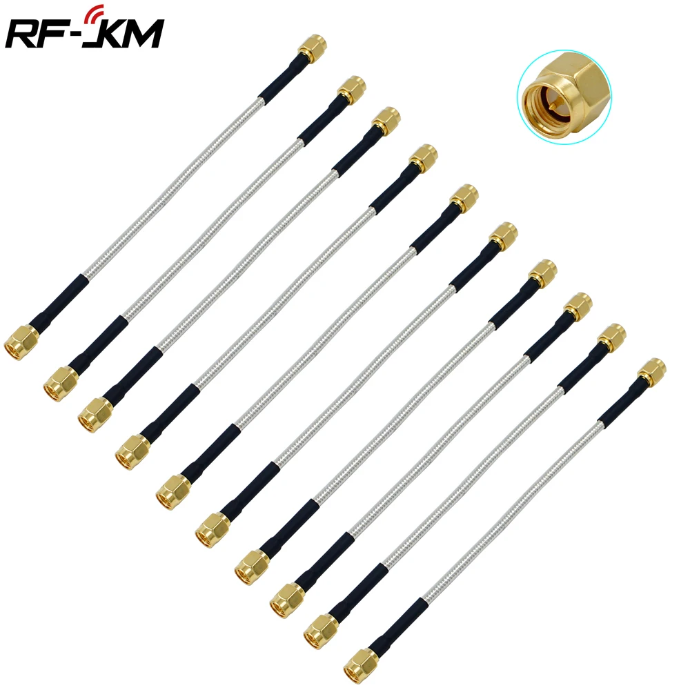 10PCS Halbstarre RG402 0.141 "Silber Kabel SMA Männlichen Jack sma Stecker RF Koaxial Verlängerung Jumper zopf Draht Image