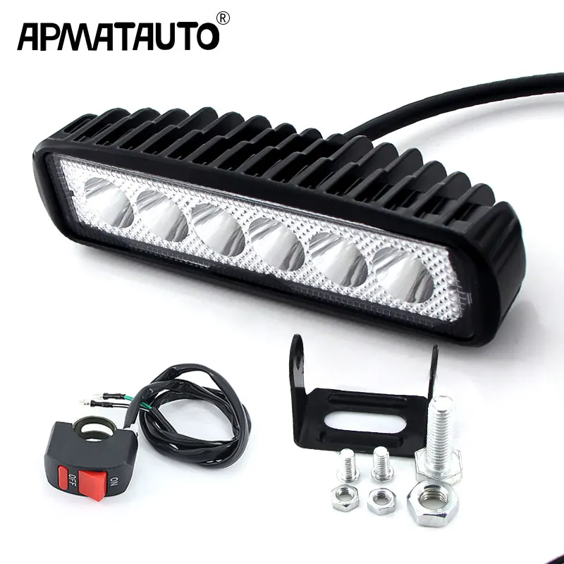 1 pz Barra luminosa da lavoro a LED 18 W per moto Auto Camion Barca Trattore Luce da lavoro Off Road Lampada da lavoro Moto Guida Luci a LED