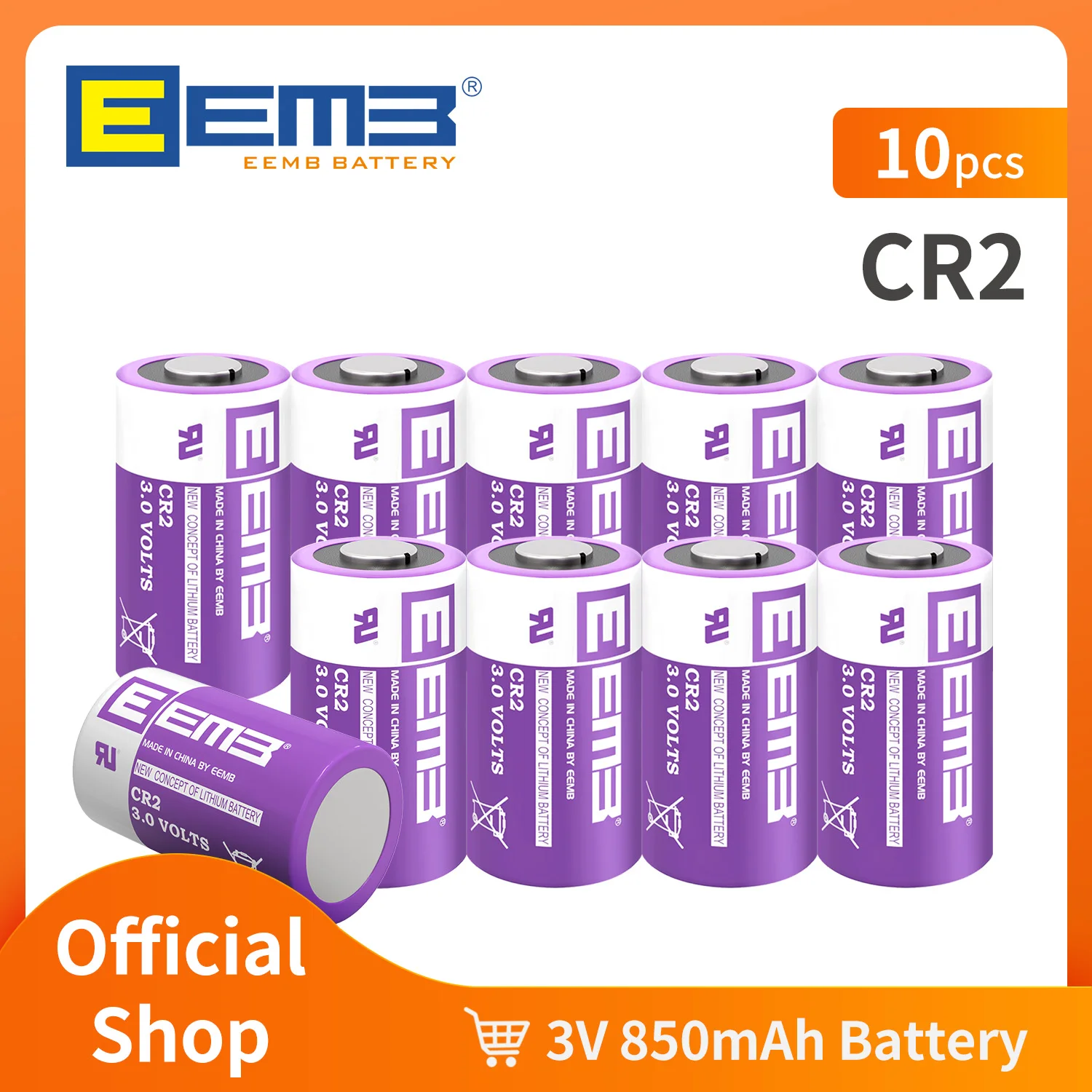 Eemb cr2 3v Lithium batterie 850mah nicht wiederauf ladbare Batterie für Mikrofone Kamera Rauchmelder Türklingel Taschenlampe Image