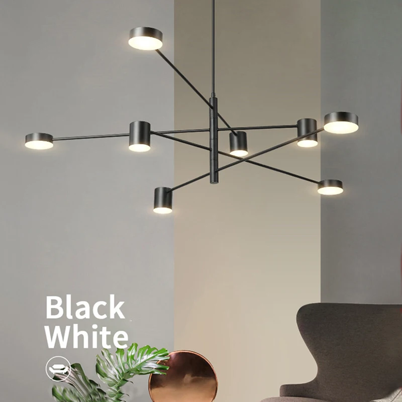 Moderner drehbarer LED-Kronleuchter für Wohn- und Esszimmer, Büro, Schreibtische, Küche, Bar, schwarze Pendelleuchten, Heimdekoration, Leuchte
