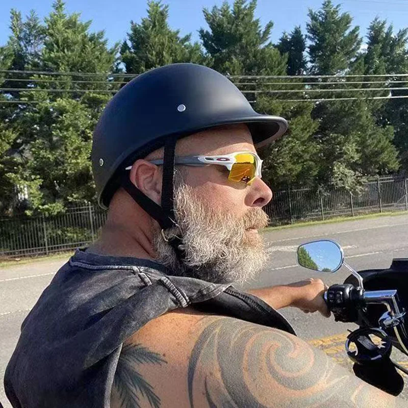 C-Riding Motorrad Helme Halb kappe Vintage Shell Open Face Motorrad Helm Licht Motocross Sicherheits kappe Punkt für Erwachsene zugelassen Image