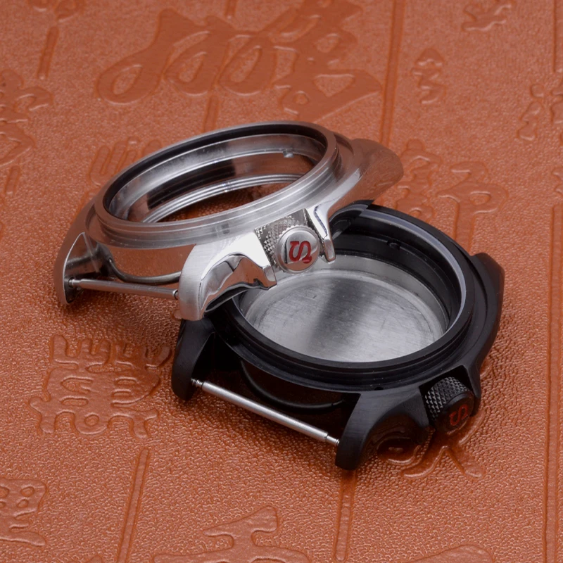 41mm schwarz silber gehäuse skx007 uhr gehäuse fit 7 s26 nh35 nh36 4 r35 4 r36 werk krone bei 3,8 mod fall herren uhr wasserdichtes gehäuse Image