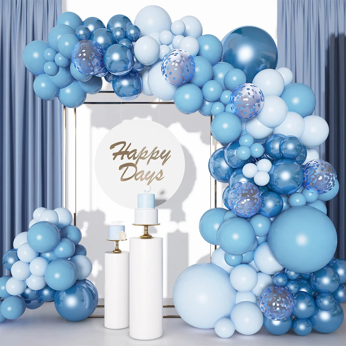 Blaue Ballon-Girlande, Bogen-Set, Hochzeit, Geburtstag, Ballon, 1. Ein Jahr, Geburtstag, Party-Dekoration, Kinder, Babyparty, Junge, Latex-Ballon Image