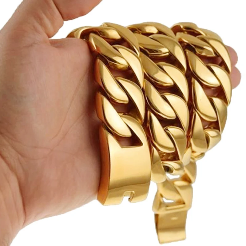 24mm/32mm Große Schwere Gold Silber Farbe 316L Edelstahl Kubanischen Miami Link Ketten Halsketten für männer Hip Hop Rock Schmuck Geschenk