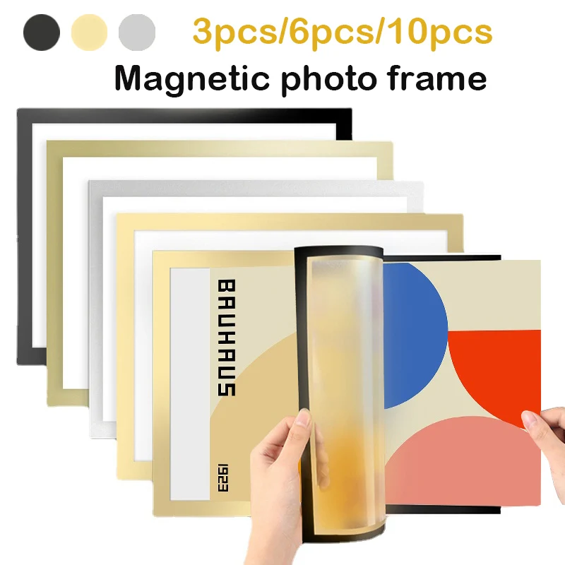 Magnetische Foto Rahmen A4 Bild Rahmen Poster Abdeckung Rahmen Gold/Silber/Schwarz Farbe Foto Rahmen Für Wand Dekor wiederverwendbare Image