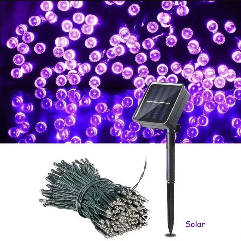 8 farben Outdoor Solar Licht Garten Warm/Lila/RGB LED Streifen String Fairy Lichter Solar Lampe Wasserdichte Girlande weihnachten Dekor