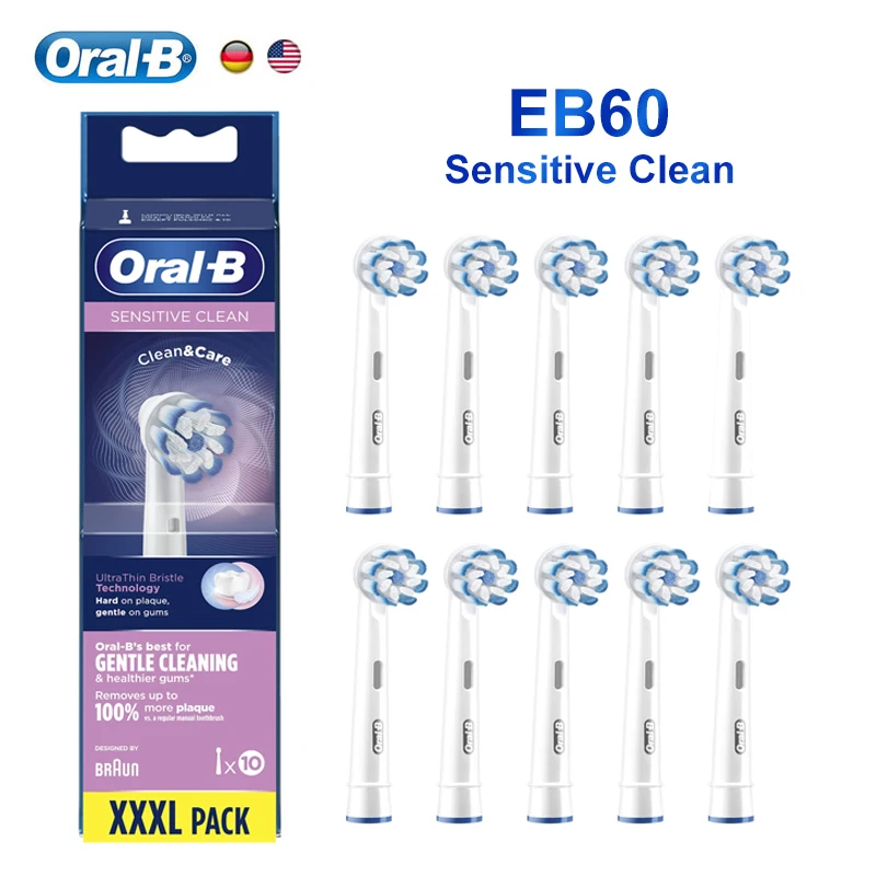 Oral-B EB60 Sensi Ultradünne Ersatz-Zahnbürstenköpfe für elektrische Zahnbürsten, saubere und pflegende empfindliche Original-Nachfüllzahnbürste für Erwachsene Image