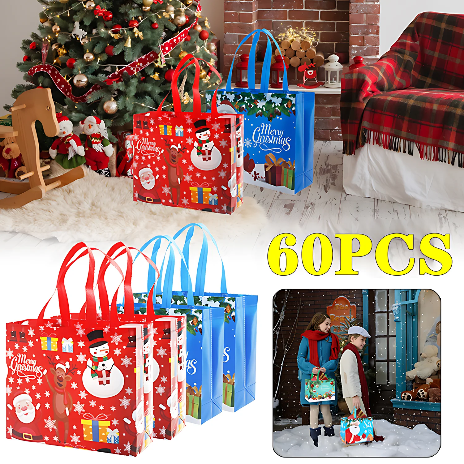 60pcs Weihnachts tasche Geschenkt üten Geschenkt üten Weihnachts geschenk Veranstalter Bonbon tüten Geschenkt üten Geschenk verpackungs taschen Weihnachts dekorationen Image