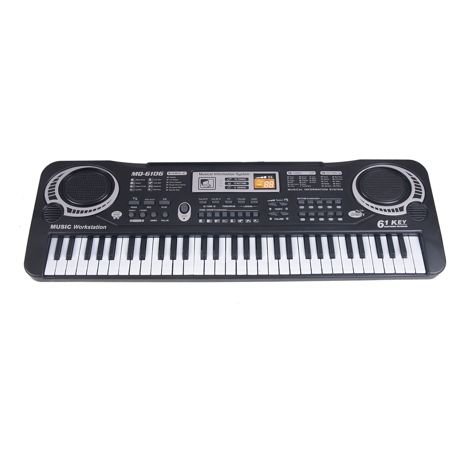 Elektronische Tastatur, 61 Tasten, Schwarz, digitale Musik, elektronische Tastatur, Tastatur, E-Piano, Kinder-Geschenk, Musikinstrument Image
