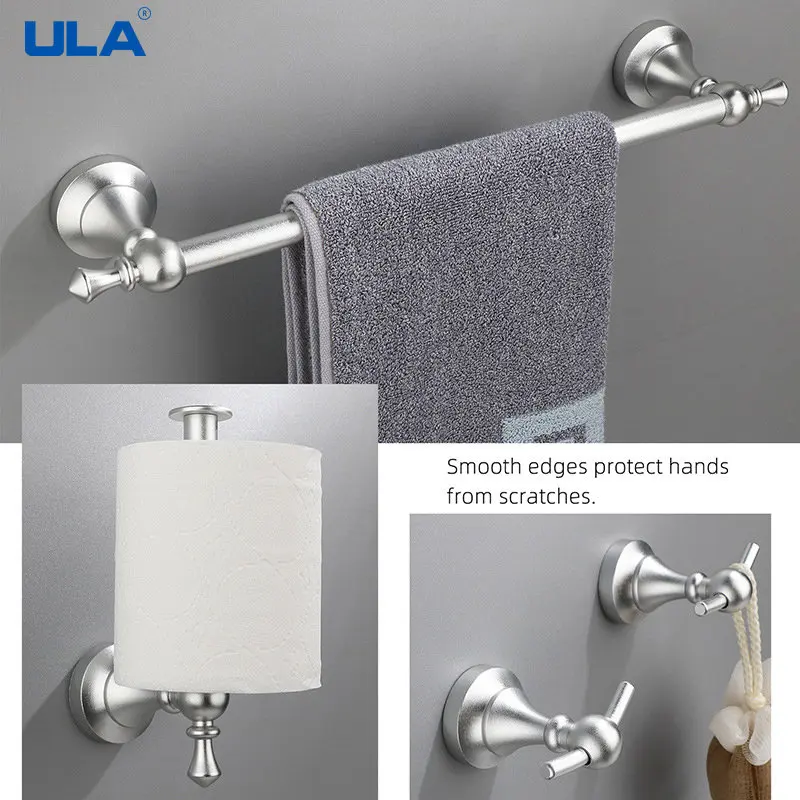 ULA Bathroom Robe Gold Black Wall Hooks Set Towel Rail Bar Rack Shelf Tissue Paper Holder Black Gold Shelf Multi-function