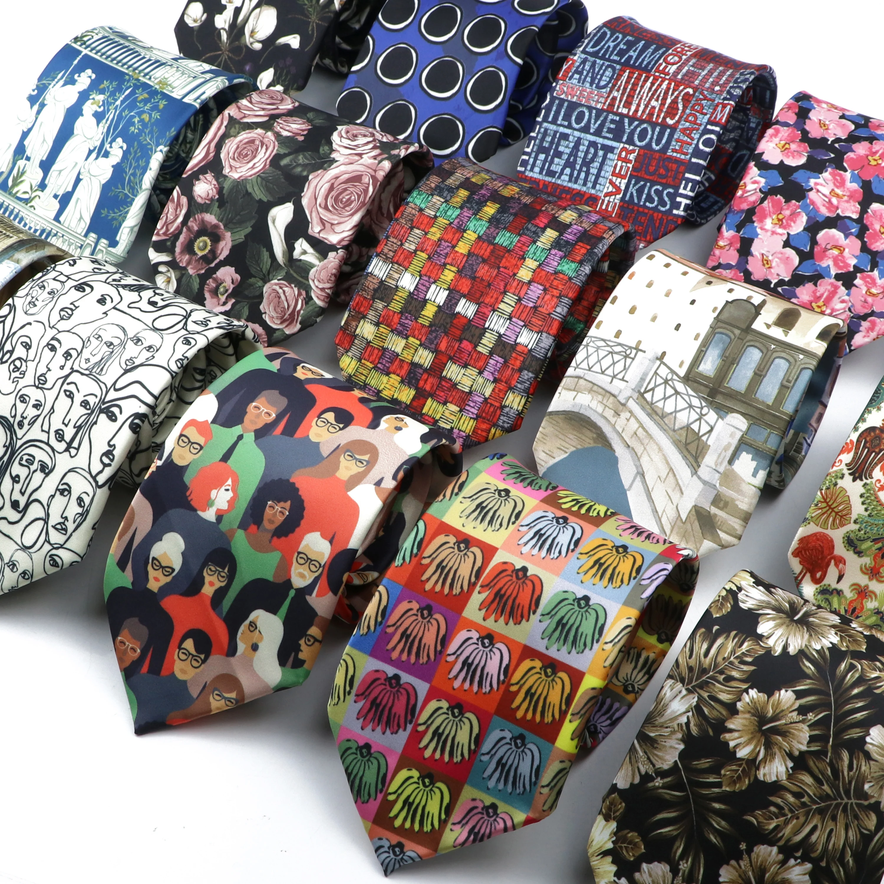 Einzigartiges Design für Herren, weiche Textur, Krawatte, Menschen, Gesicht, Blumenansicht, Muster, Zeichnen, Stil, Krawatte für Männer, Party, Hochzeit, Neuheit, Krawatte, Geschenk Image