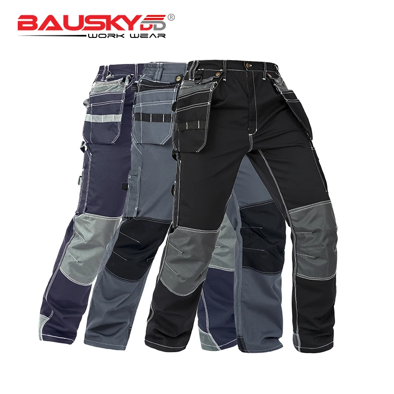 Bauskydd Arbeits kleidung Herren schwarze Arbeits kleidung Hosen mehrere Taschen Arbeits uniformen Taschen für Werkzeuge schneller Versand Image