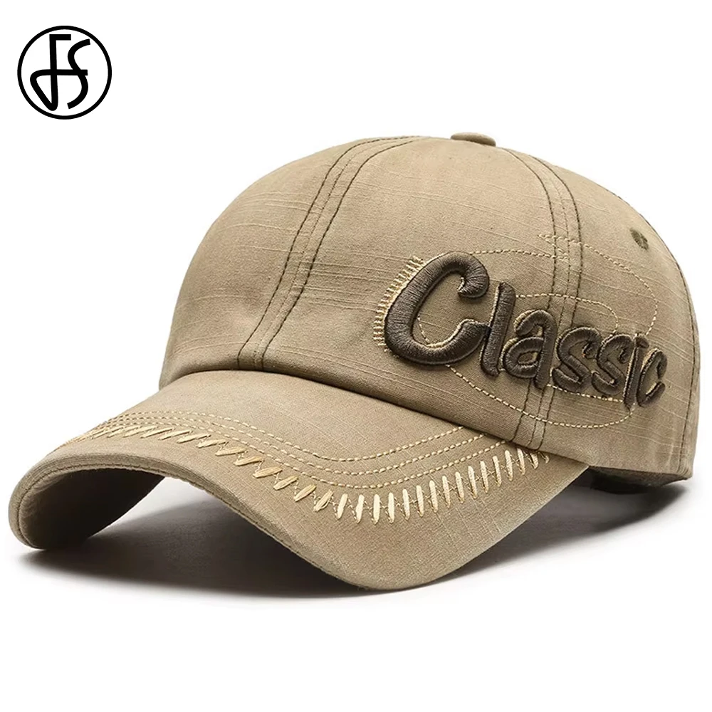 FS Vintage Khaki Baseballkappe für Herren, modische Damen-Jeansmütze, amerikanische Street-Hip-Hop-Kappen, Sommer-Trucker-Hüte, Casquettes Hommes Image