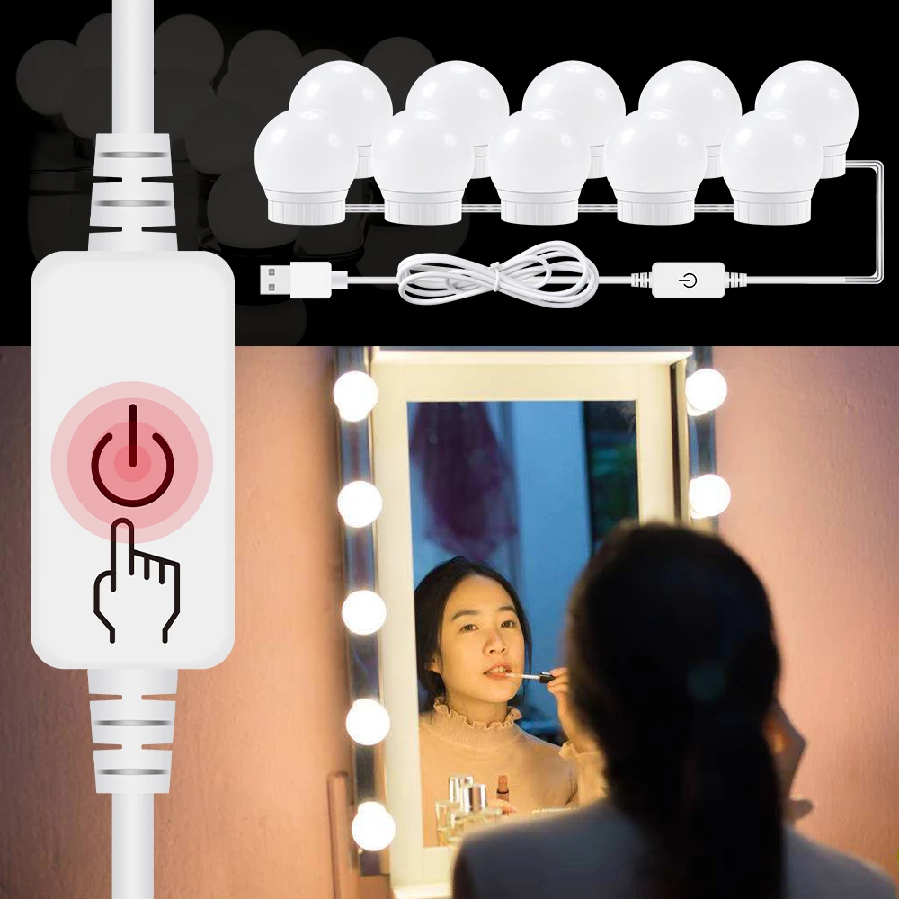 3 Modi Farben Make-up Spiegel Licht Led Touch Dimmen Eitelkeit Schminktisch Lampe USB 12 V Hollywood Make-up Spiegel Wandleuchte