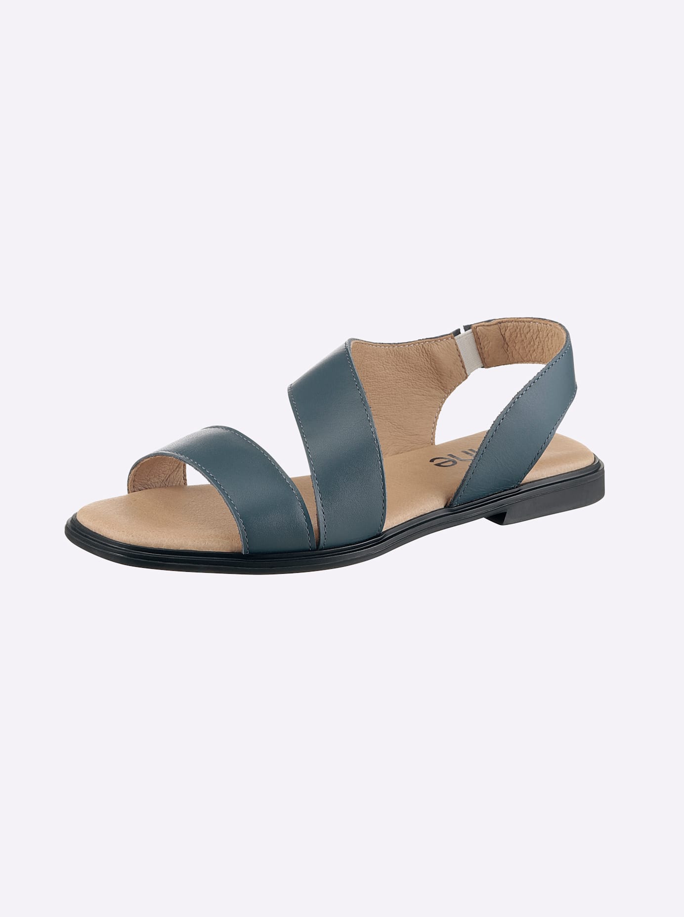 Sandale HEINE, Damen, Gr. 37, marine, Glattleder, Leder, Rindsleder, Schuhe Sandale