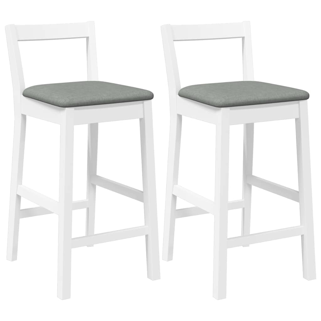 vidaXL Barhocker mit Kissen 2 Stk. Weiß Massivholz Gummibaum Image