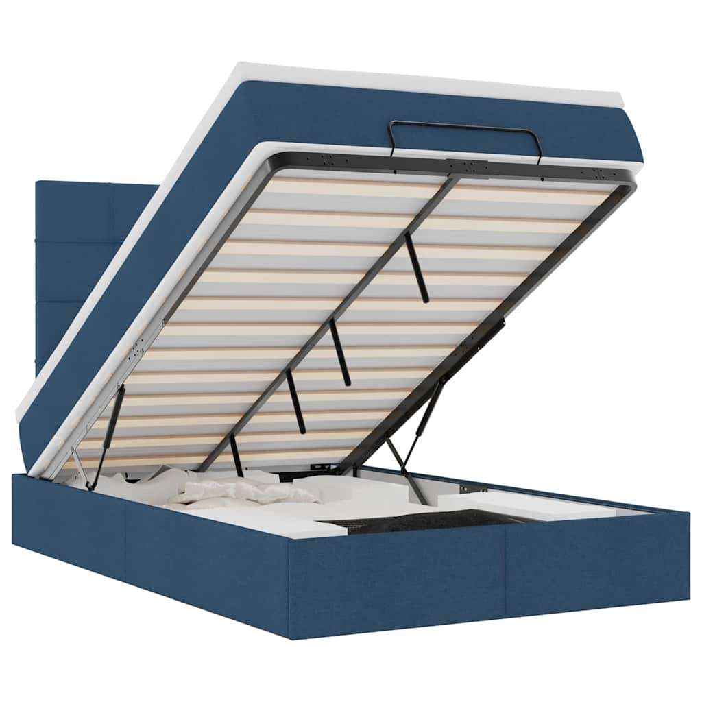 vidaXL Ottoman-Bett mit Matratze Blau 120x200 cm Stoff Image