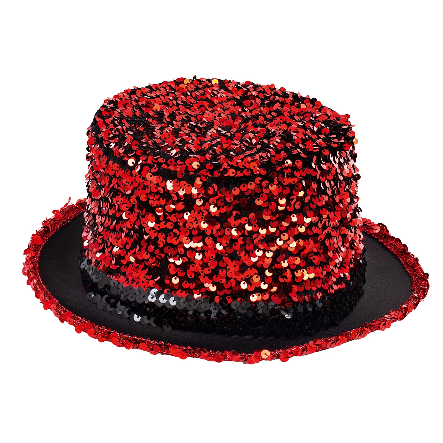 Zylinder Pailletten, rot/schwarz Image