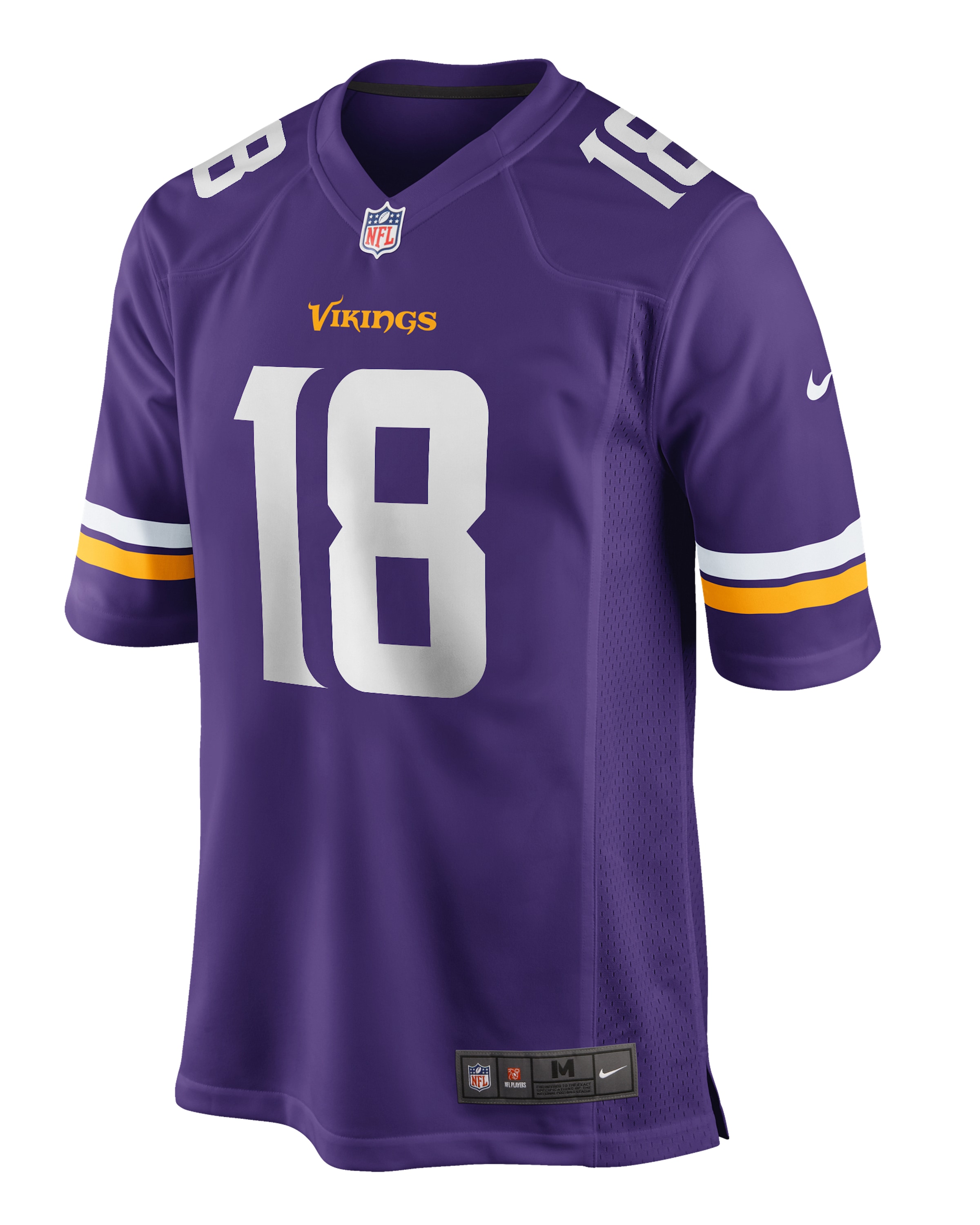 Footballtrikot NIKE "Nike Trikot Minnesota Vikings NFL Home Jersey Jefferson 18", Herren, Gr. S, lila (mehrfarbig), 100% Polyester, Trikots