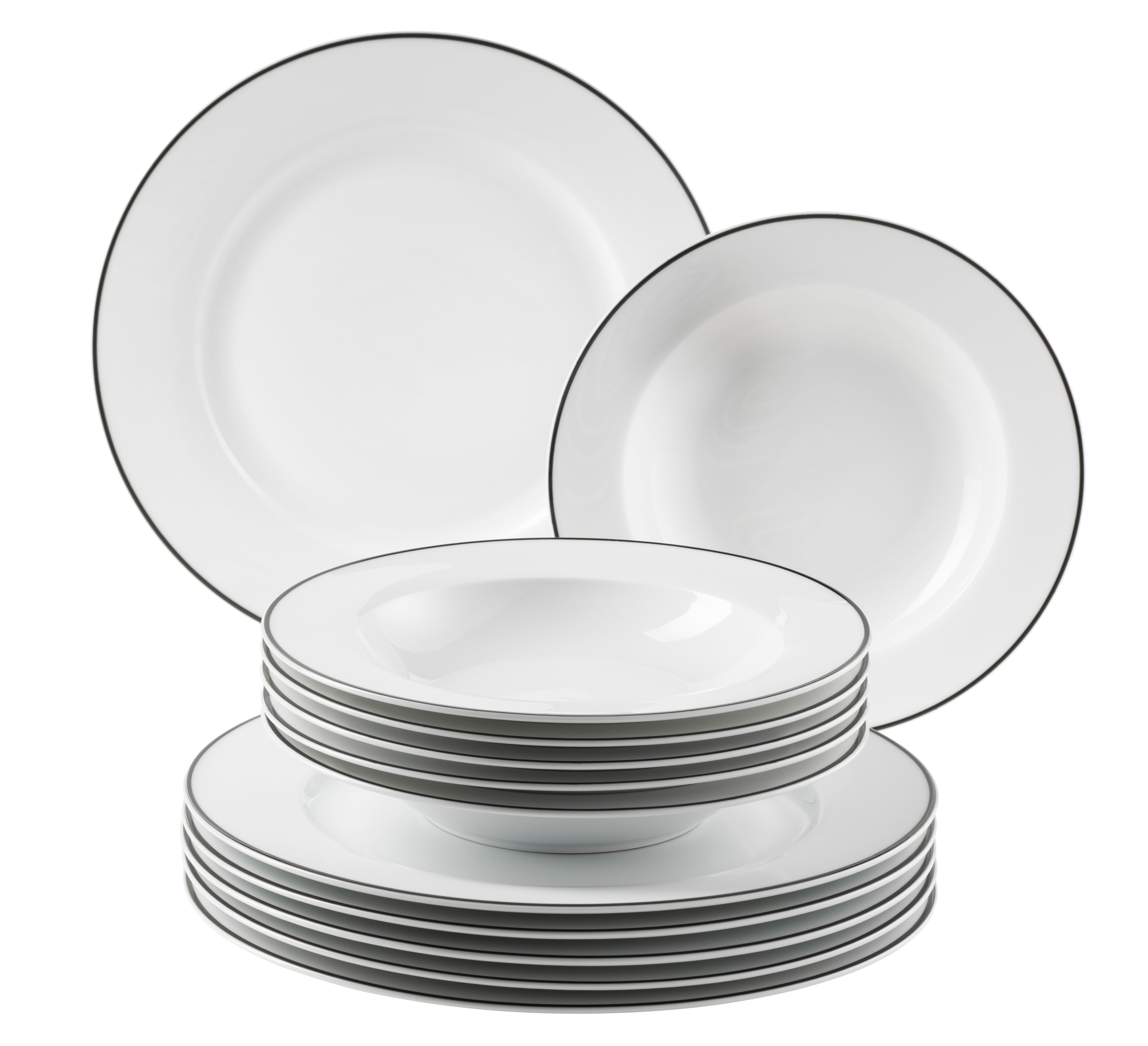 Tafelservice MÄSER "NOLA, Geschirr-Set, Porzellan", weiß, 12 Stk., Porzellan, Geschirr-Sets, Tafelservice