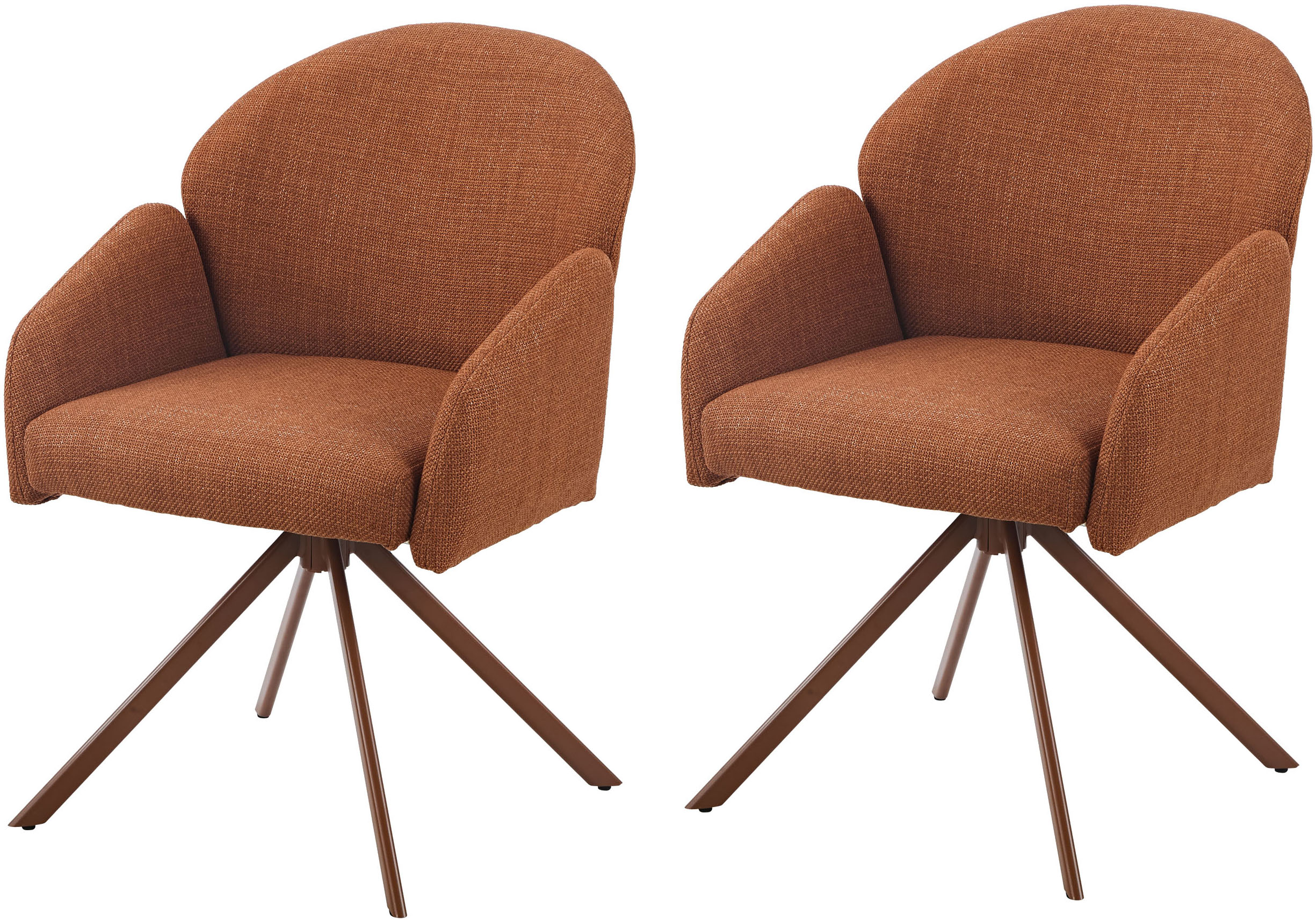 Armlehnstuhl HELA "HOLLY", copper, copper, B:56,5cm H:84cm T:61cm, Metall, Polyester, Stoff, Stühle, Armlehnstuhl, 360 drehbar, Armlehnen, Gestell angepasst, Swing Back Komfortrücken