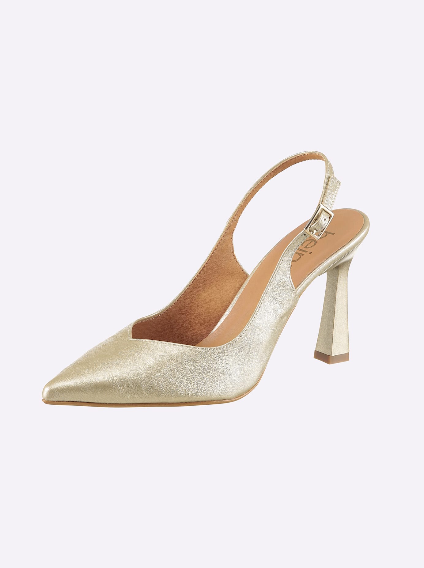 Slingpumps HEINE, Damen, Gr. 40, goldfarben, Textil, Schuhe Slingpumps