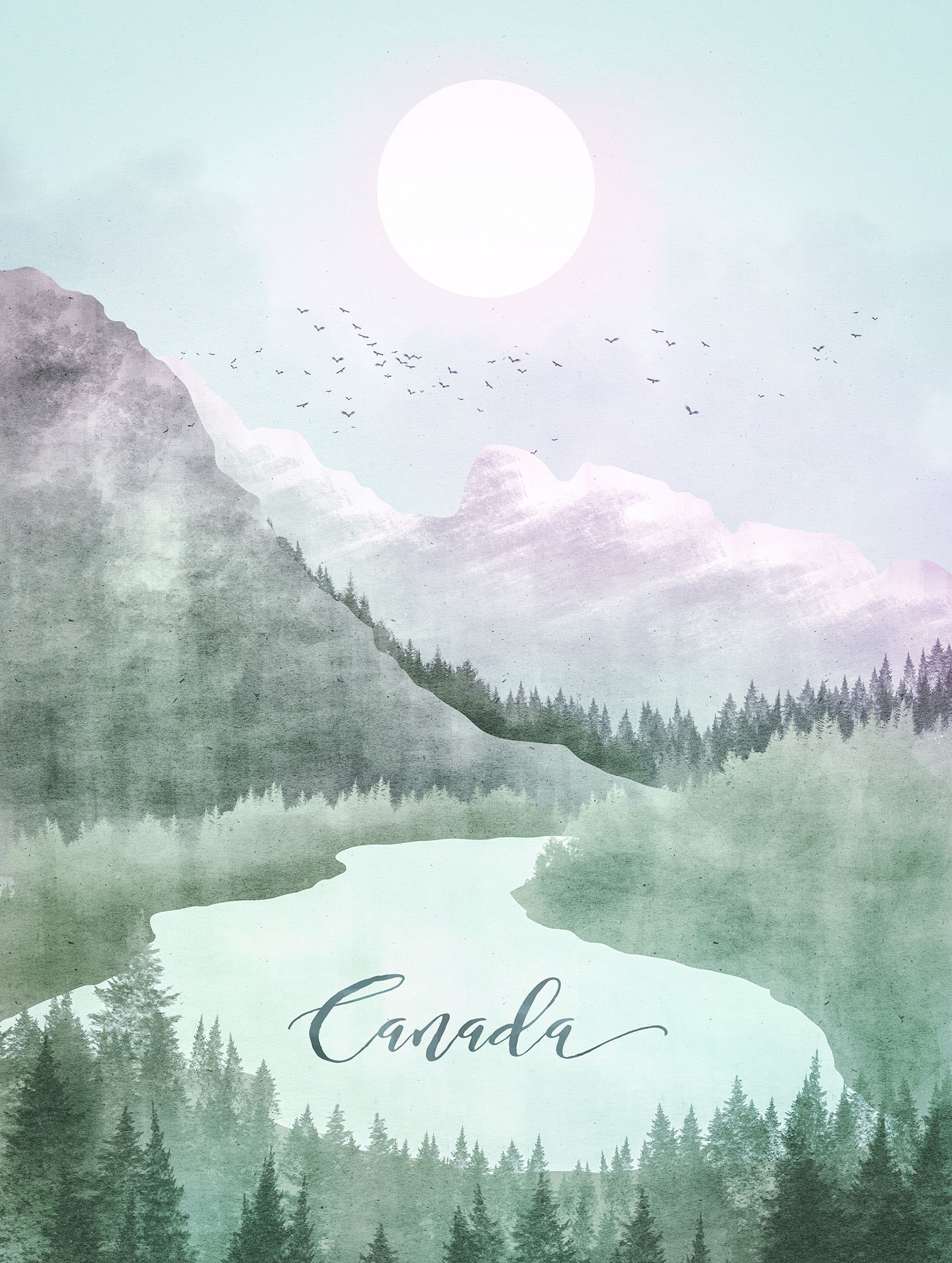 Bild KOMAR "Vintage Travel Canada", grün (farbe bild(er): grün), B:30cm H:40cm, Holz, Papier, Bilder, Bild, Wandbild zur Dekoration - ohne Rahmen