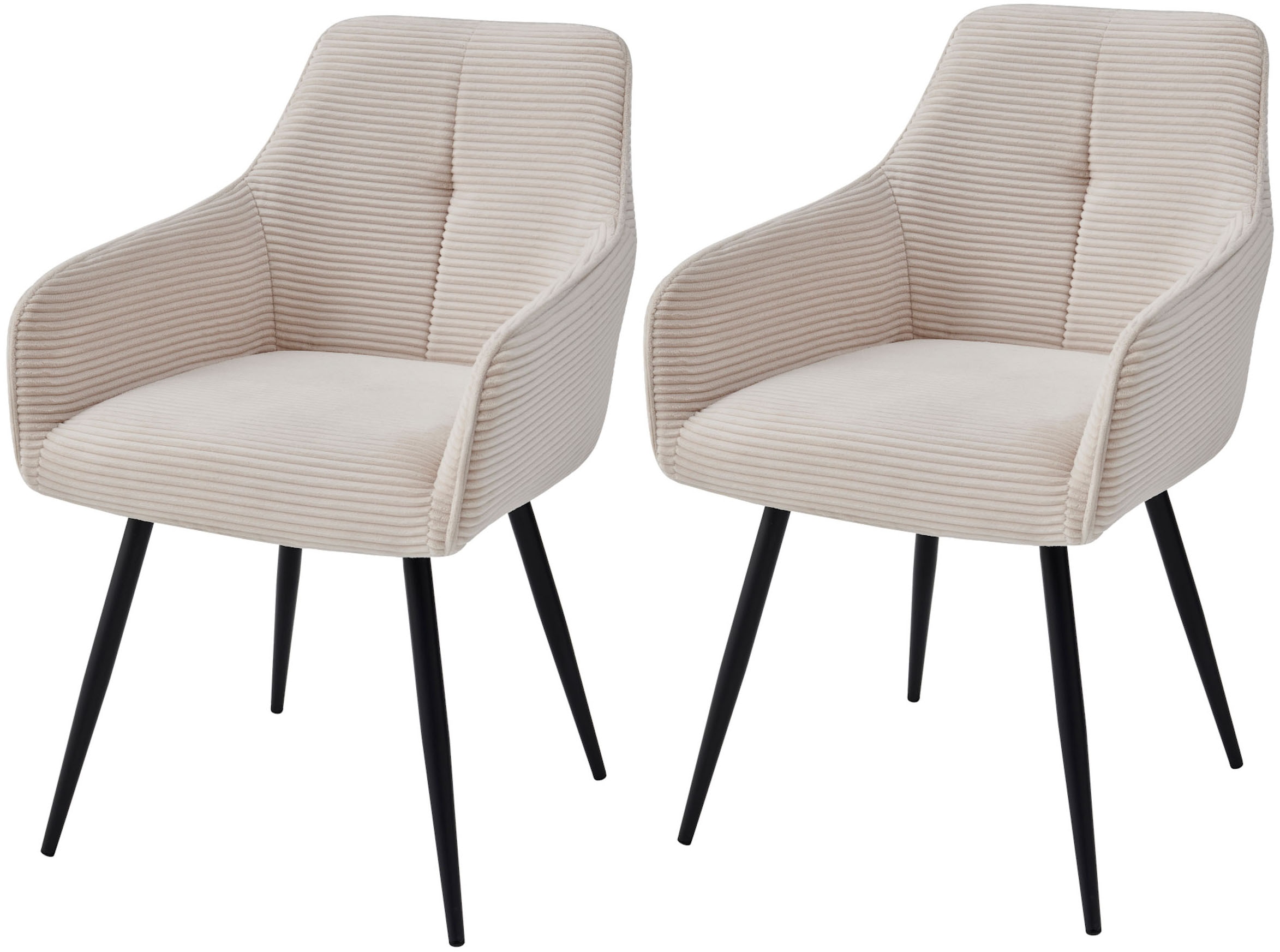 Armlehnstuhl HELA "VERONA", beige, schwarz, schwarz, B:55cm H:85cm T:61cm, Metall, Polyester, Stoff, Stühle, Armlehnstuhl, Sessel, Federkorb, Rundrohrgestell, 4-Fuß, gepolstert, Armlehnen