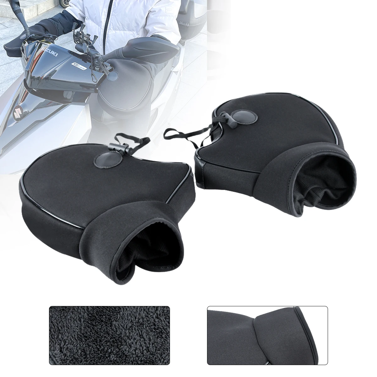 Motorrad Roller Dicke Warme Lenker Muff Grip Griff Bar Muff Regendicht Reiten Winter Wärmer Thermische Abdeckung Handschuhe Schutz Image