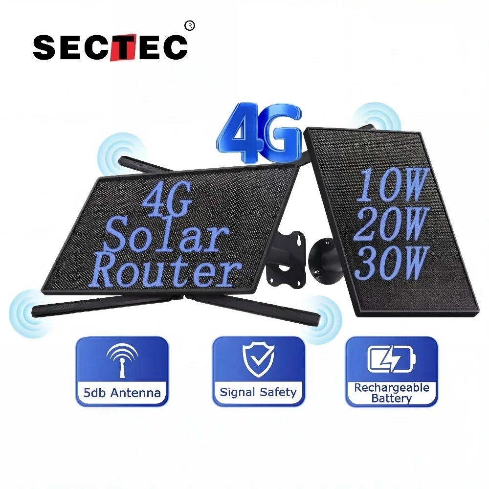 30W Solarbetriebener 4G SIM-Karten Solar-Router 24/7 Outdoor WLAN-Router 50M WLAN-Reichweite IP66 Wasserdicht 20100mAh Batterien Image