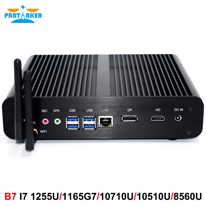 Partaker 12e génération Alder Lake Mini PC sans ventilateur Intel Core I7 1255U 1260P 1165G7 10510U HD DP Win 11 ordinateur de bureau de jeu WiFi