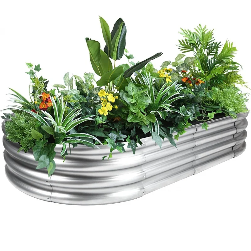 1PCS Metall Pflanzbox Gemüseanbau Tank Kombinierte Pflanze Gemüseanbau Box Ovale verzinkte Stahlblech in Vielzahl