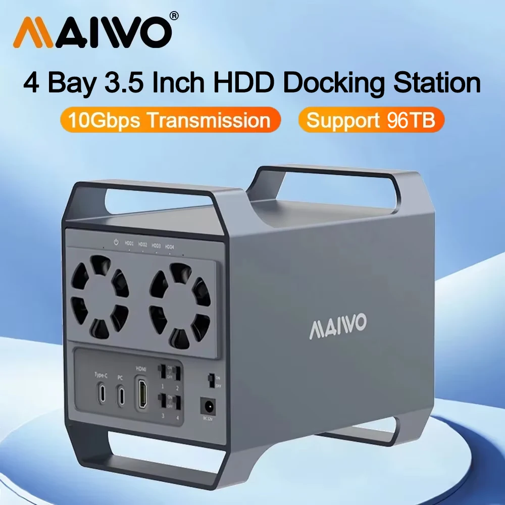 MAIWO 4 Bay HDD Dockingstation 10 Gbit/s Typ C USB 3.2 Gen2 3,5 Zoll HDD-Gehäuse für 2,5 3,5 SSD-Festplattengehäuse HDD-Box mit HDMI Image