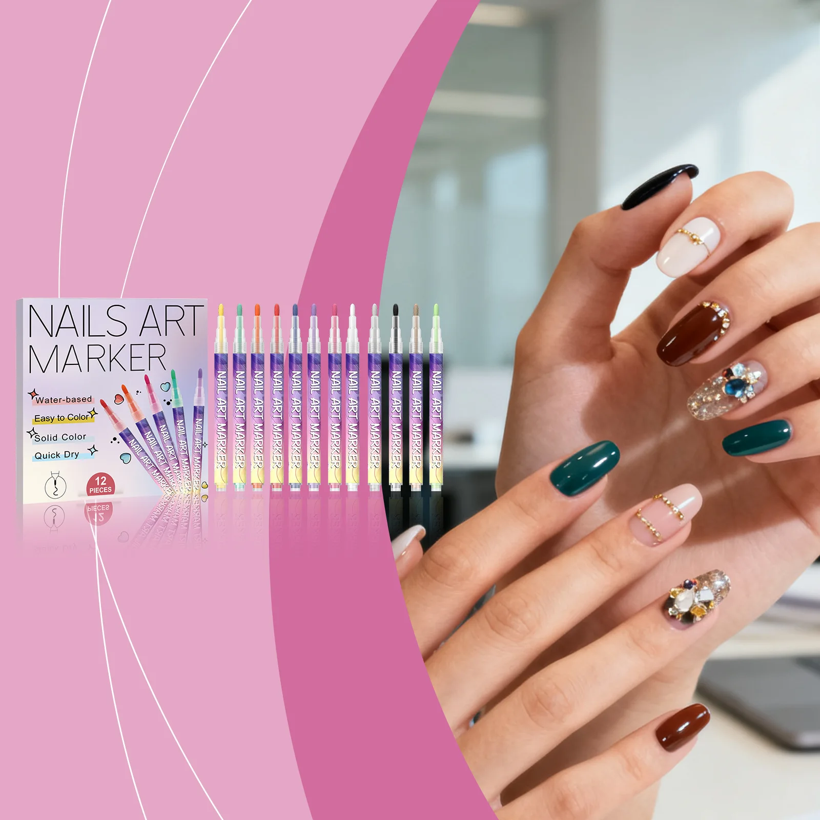 Nail Art Stift Nagel Zeichnung Stift Graffiti Nagel Acryl Stift Wasserdicht Malerei Liner DIY 3D Abstrakte Linie Nail art Schönheit Schnell Trocknend Image