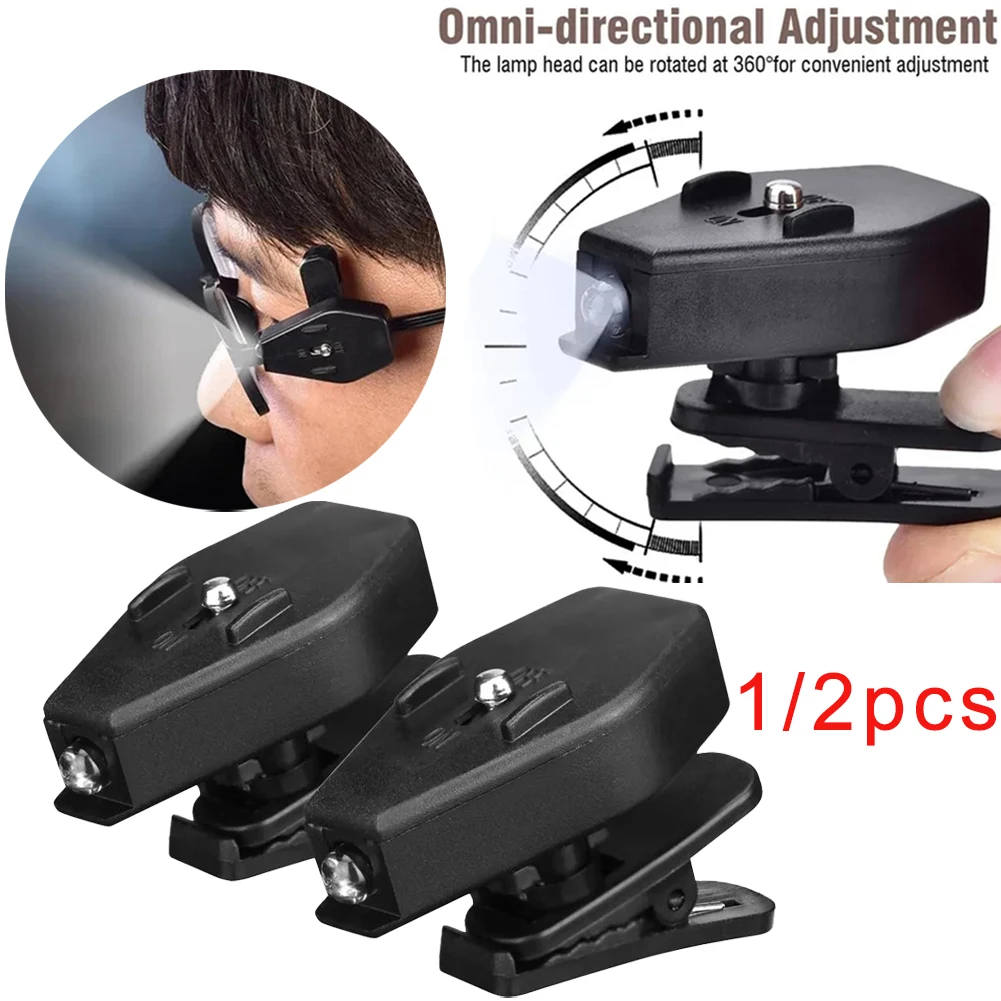 1/2 stücke Mini Leselampe LED Licht Taschenlampe Gläser Leselampe Clip Lampe Universal Brillen Flexible Buch Licht