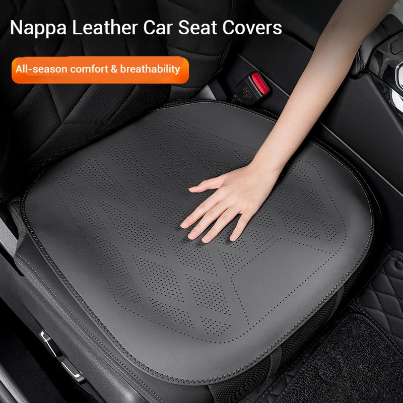 Auto belüftetes Sitzkissen Nappaleder Sitzbezug Luxus weiches Kissen Schutzpolster Vier Jahreszeiten Universal Autozubehör Image