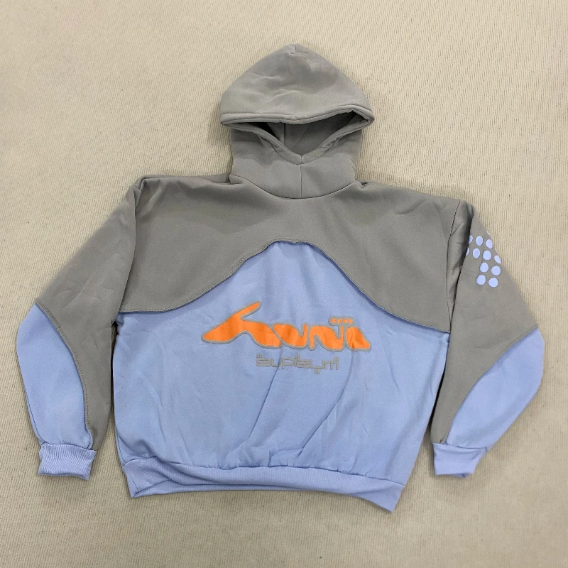 High Street Ästhetische Kontrast Nähte Kreative Schaum Druck Mode Lässig Hoodie Harajuku Hip Hop Rock Langarm Pullover