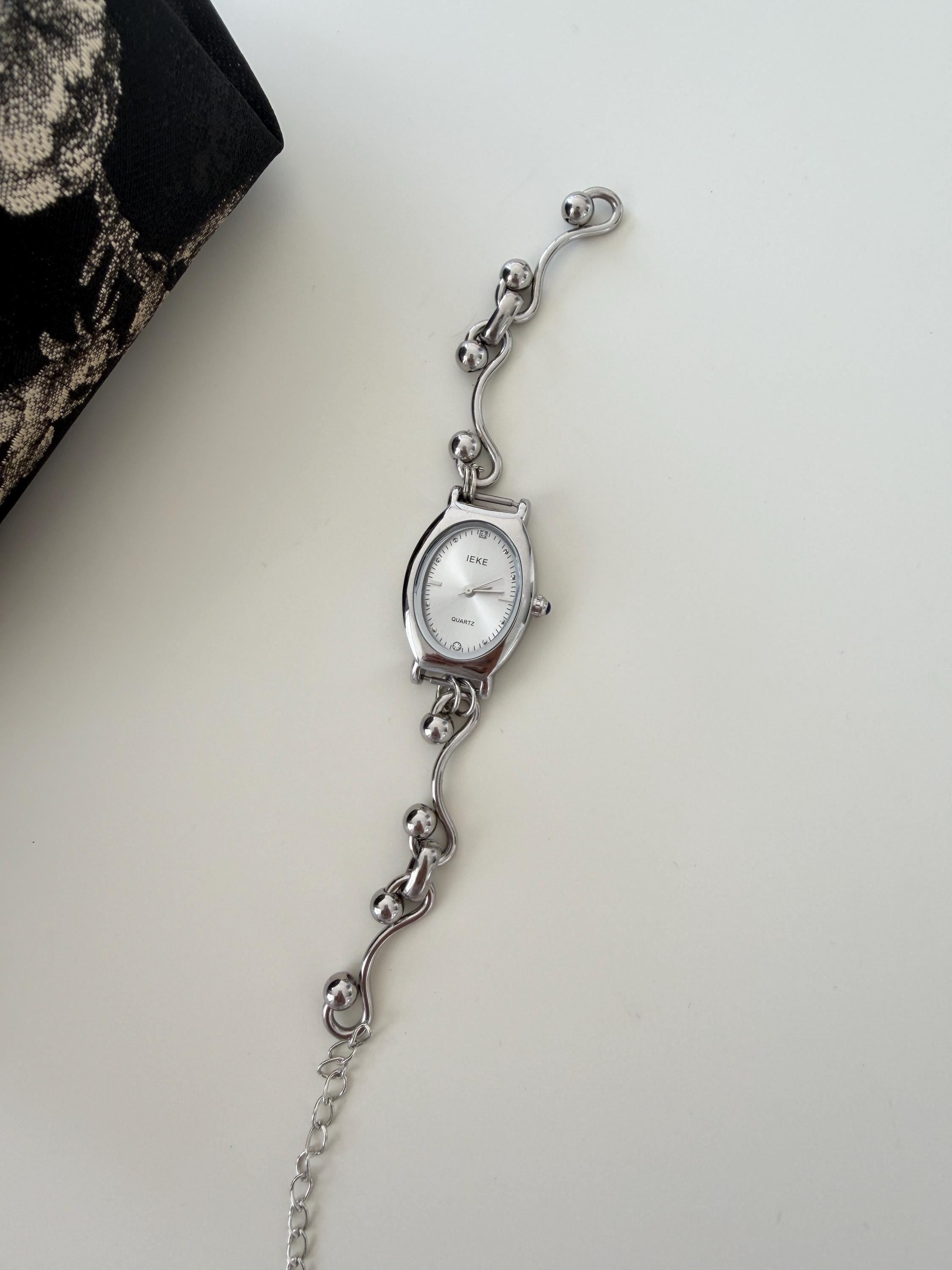 Elegante orologio da polso in argento per lei, bracciale alla moda con catena in argento, bracciale vintage, bracciale Dignity, gioielli da sposa, reg
