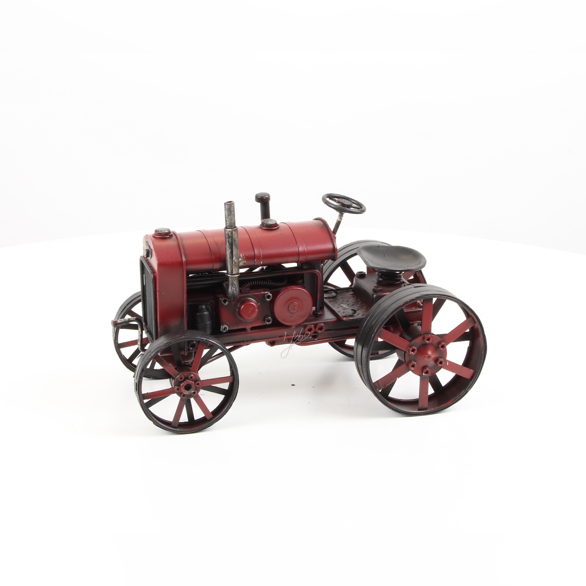 Moritz Design Zinn Modell Traktor Trecker Oldtimer Landwirtschaft 15,2 x 26,1 x 16,5 cm Metall Auto kein Spielzeug Image