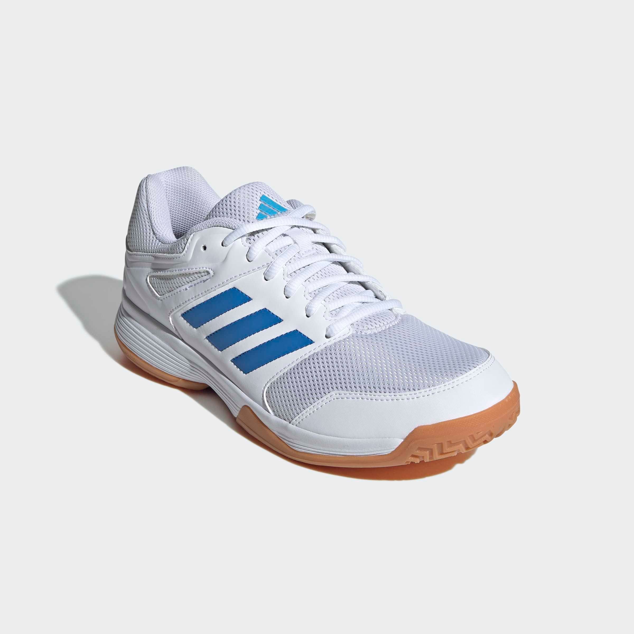 Hallenschuh ADIDAS PERFORMANCE "SPEEDCOURT IN", Damen, Gr. 47, cloud weiß, ray blau, lucid aquamarine, Synthetik, Textil, Schuhe Hallenschuh, geeignet für jeden Hallensport