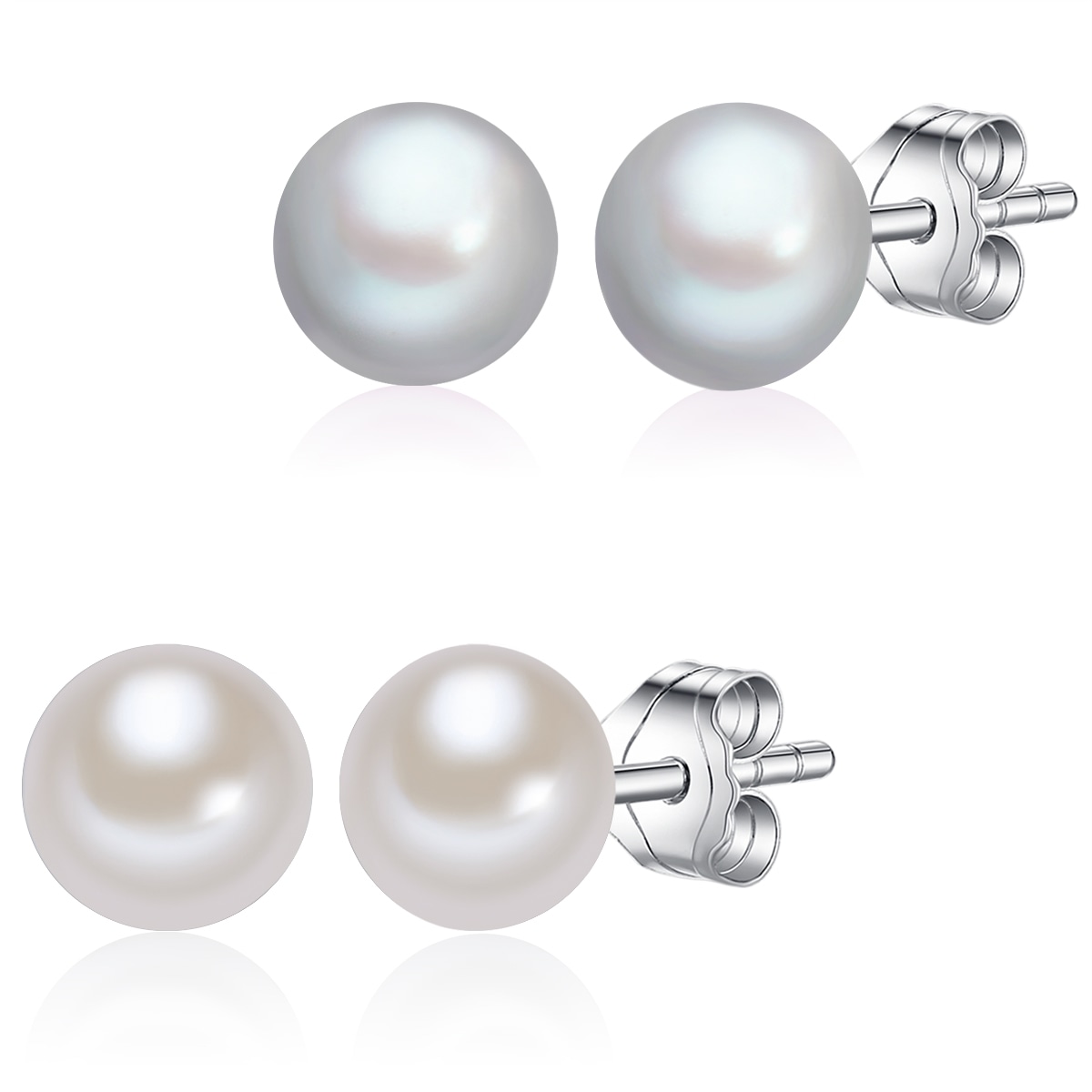 Paar Ohrstecker LULU & JANE "Set: LJ286", weiß, Ohrringe, Damen, 6,0 - 7,0mm, Silber 925 (Sterlingsilber), Sterling Silber